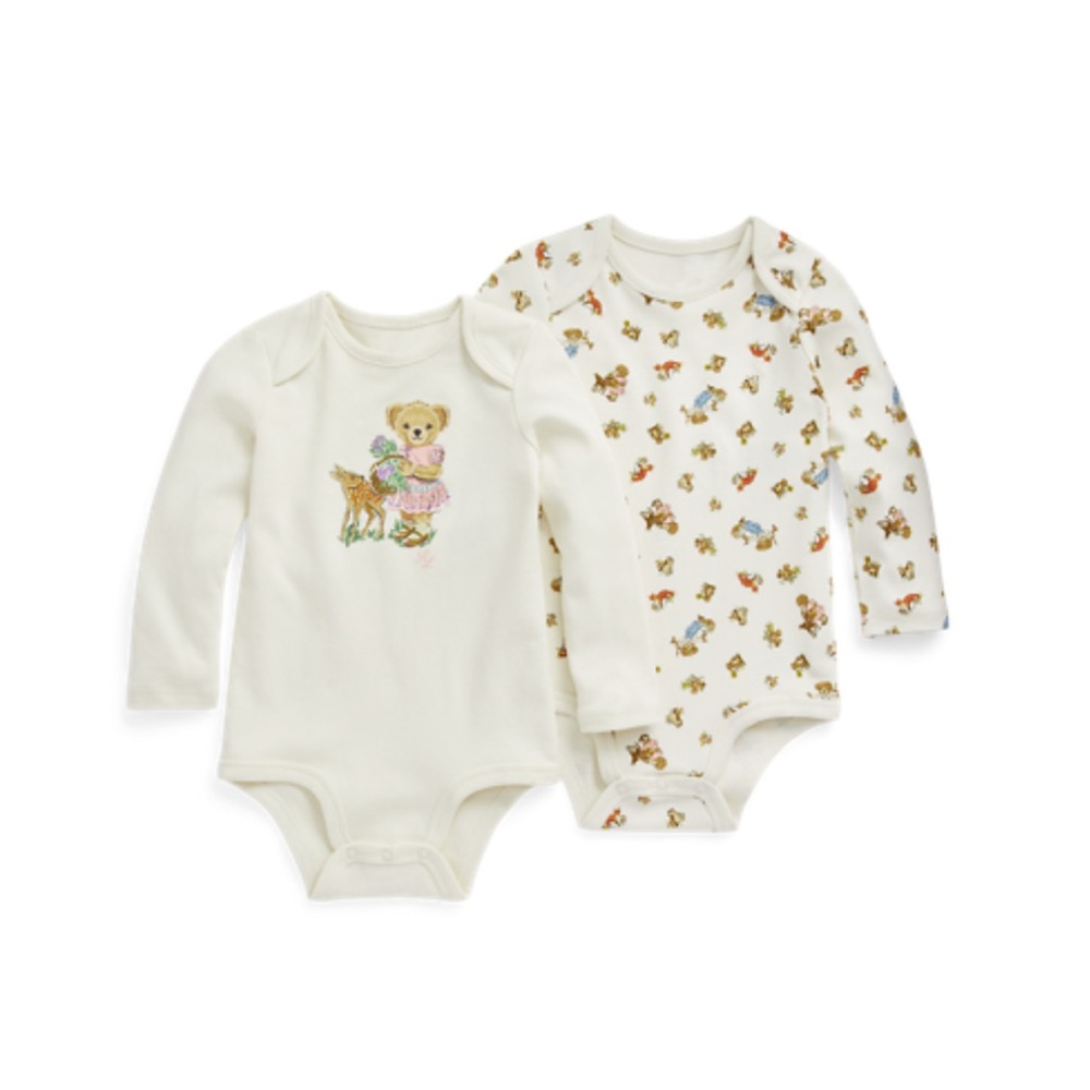 🩷🐻RL🐻🩷 EUC 18m Polo Bear Cotton Bodysuit 2-Pack. Adorable!